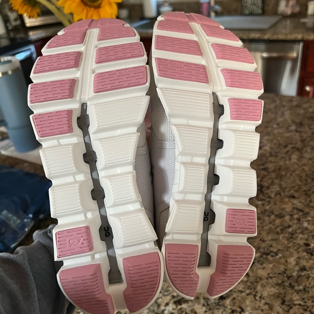 On Running Women's Sneakers - White, Pink, Blue - Picture 3 of 5